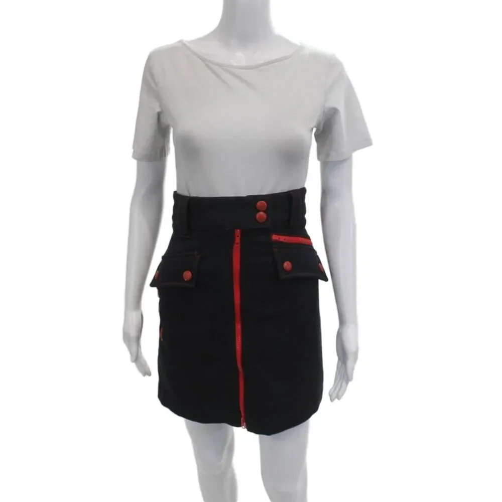 Marc Jacobs Women Mini Cargo Wool Skirt Black Size 8